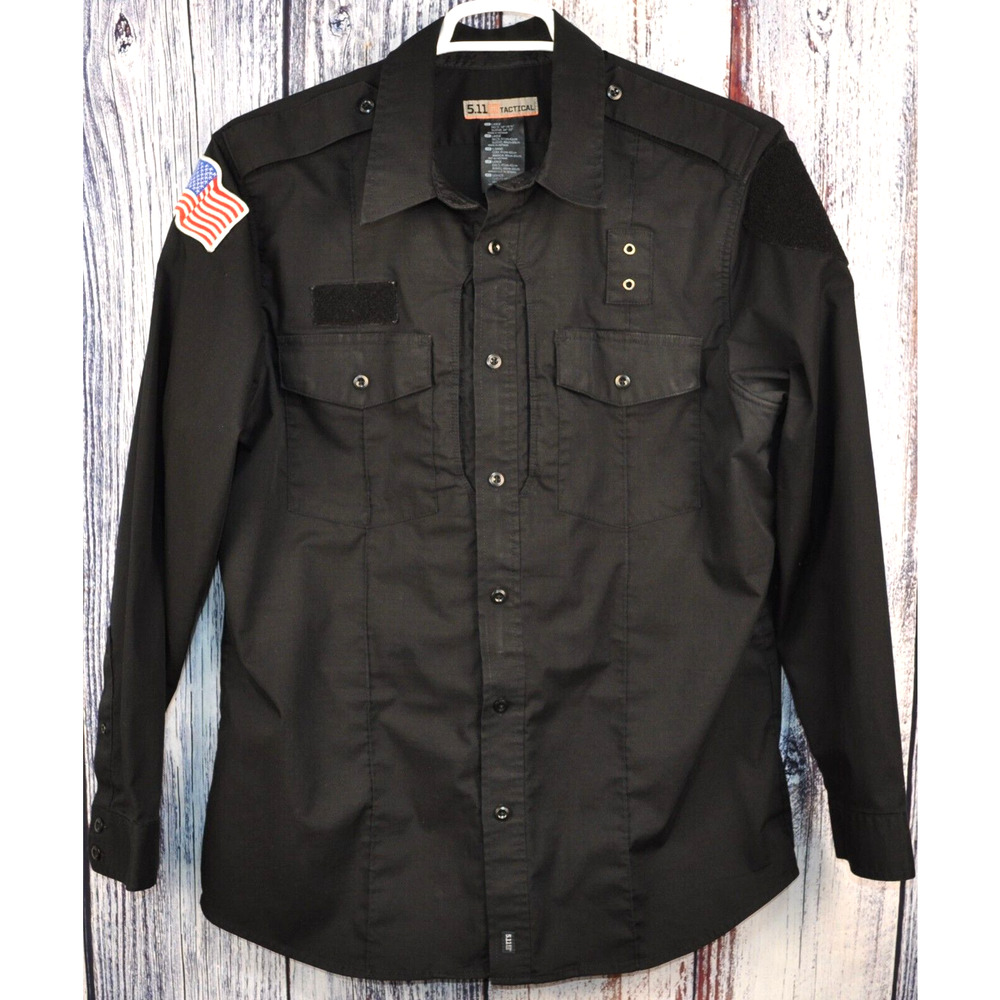 5.11 Tactical Series PDU Uniform Duty Shirt Men's Size L Black 16.5 (34/35) L/S